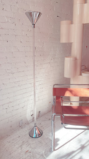 Vintage Chrome and Lucite Floor Halogen Lamp