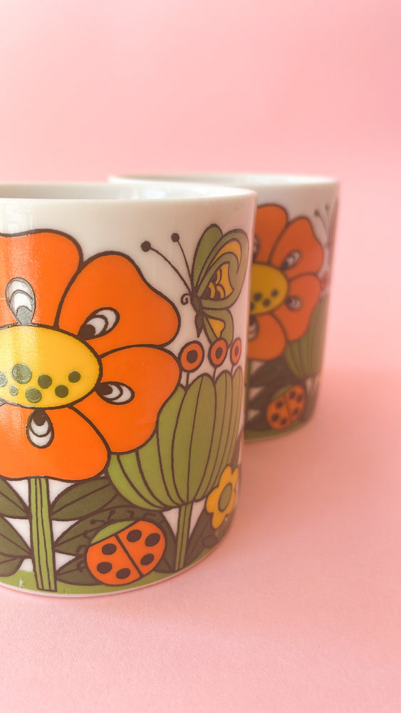 Vintage Flower Power Coffee Mugs