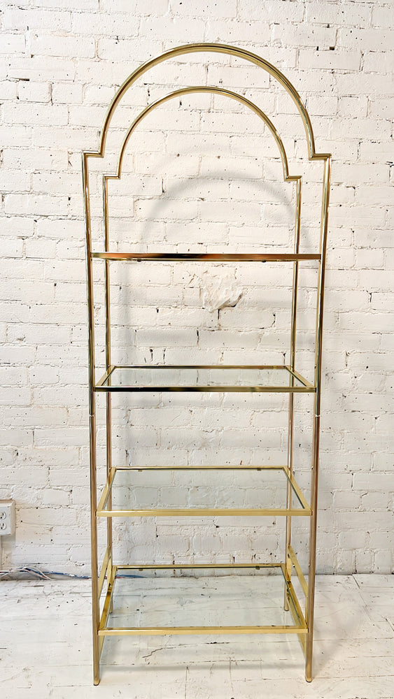 Vintage Art Deco Style Brass Shelving Unit