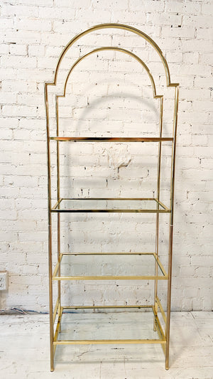 Vintage Art Deco Style Brass Shelving Unit