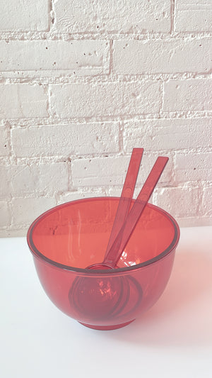 Vintage Amber Dansk Salad Bowl and Tongs