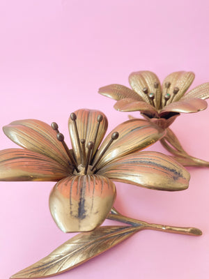 Vintage Brass Lotus Flower Ashtrays