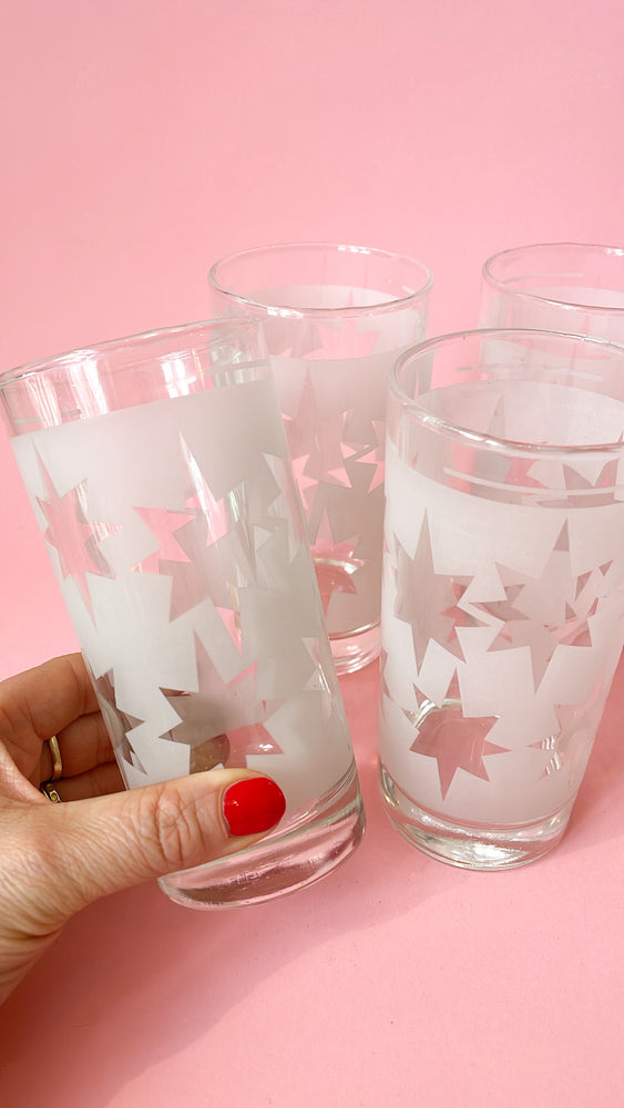 Vintage 1950's Frosted Star Glasses