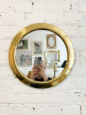 Vintage Round Brass Mirror