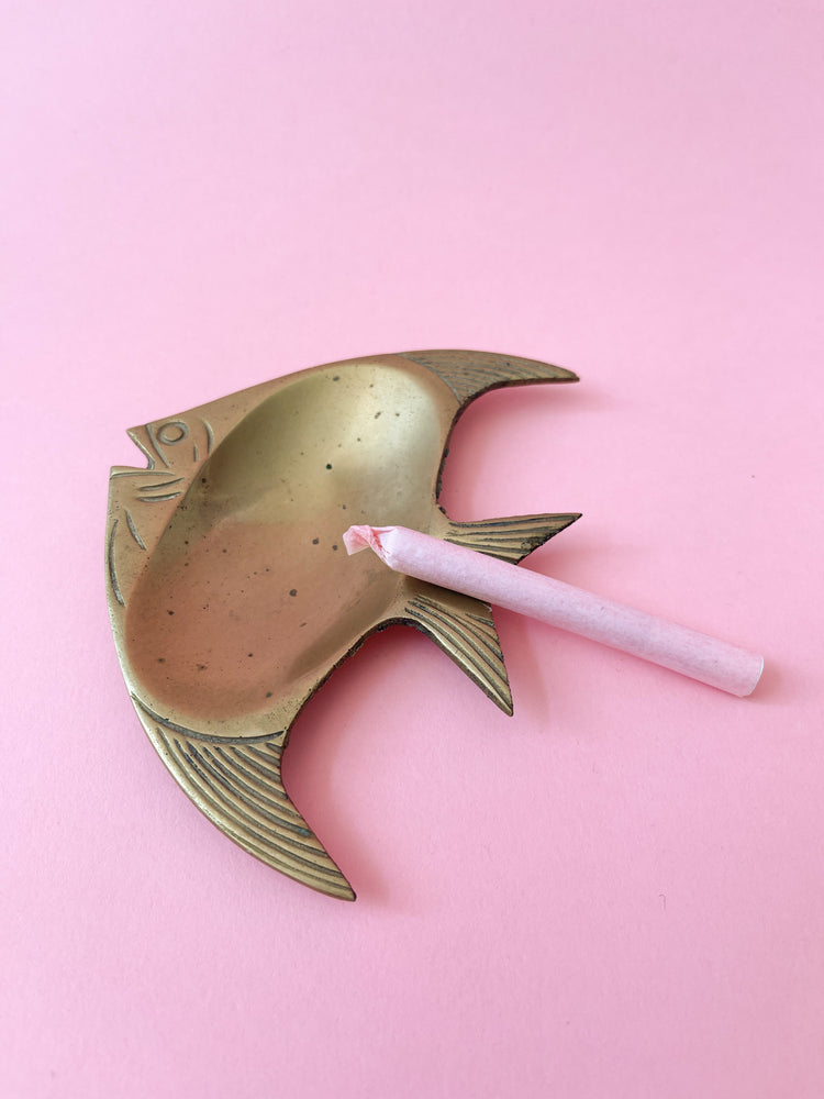 Vintage Brass Angelfish Ashtray