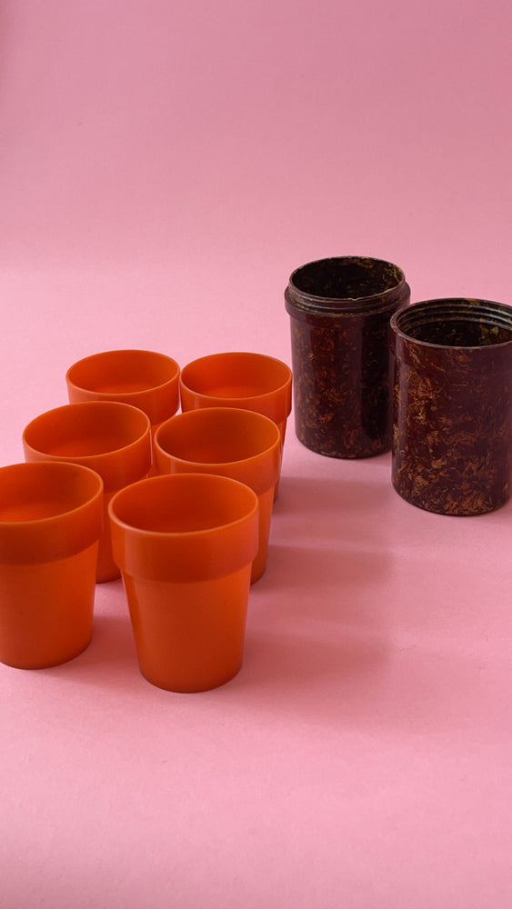 Vintage Bakelite Shot Glass Set with Holder