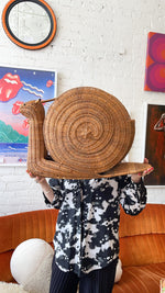 Large Vintage Wicker Snail Magazine Holder