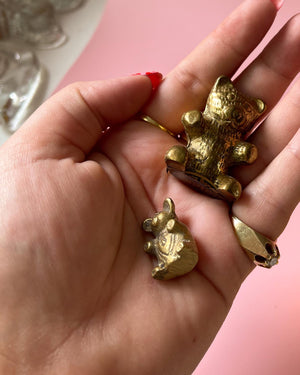 Tiny Brass Teddy Bears (Set of 2)