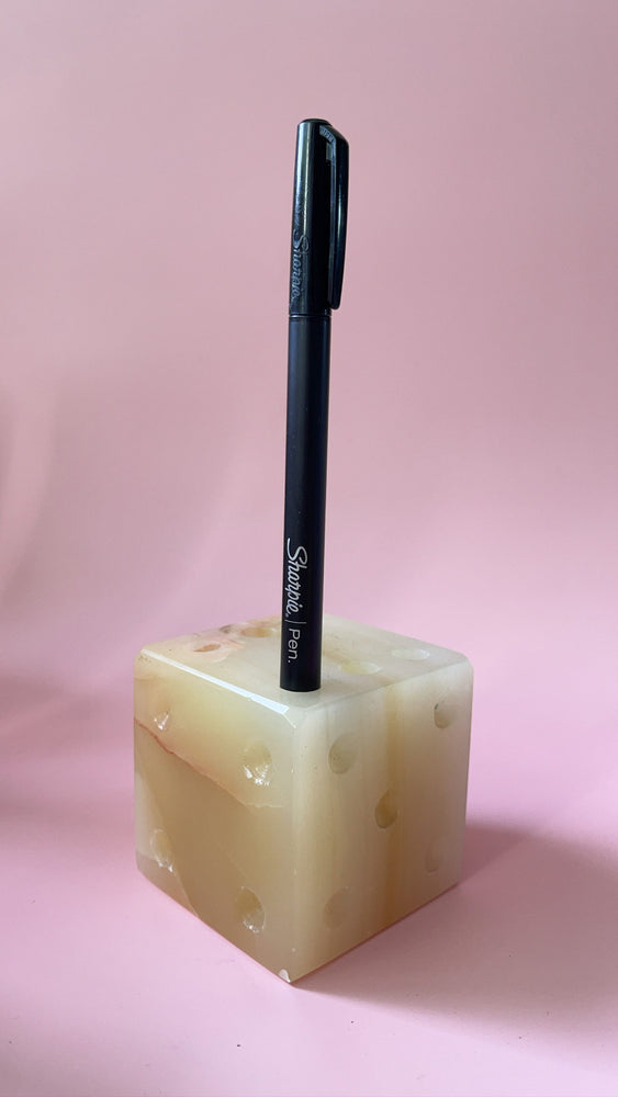 Vintage 70's Marble Dice Pen/Pencil Holder