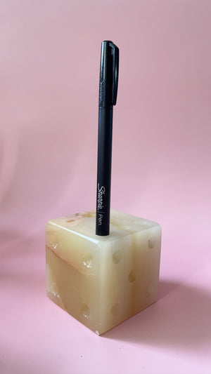 Vintage 70's Marble Dice Pen/Pencil Holder