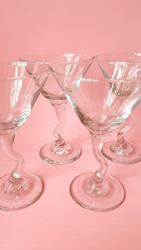 Vintage Zig Zag Libbey Martini Glasses