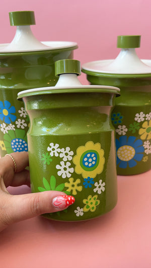 Vintage 1970's Flower Power Canister Set