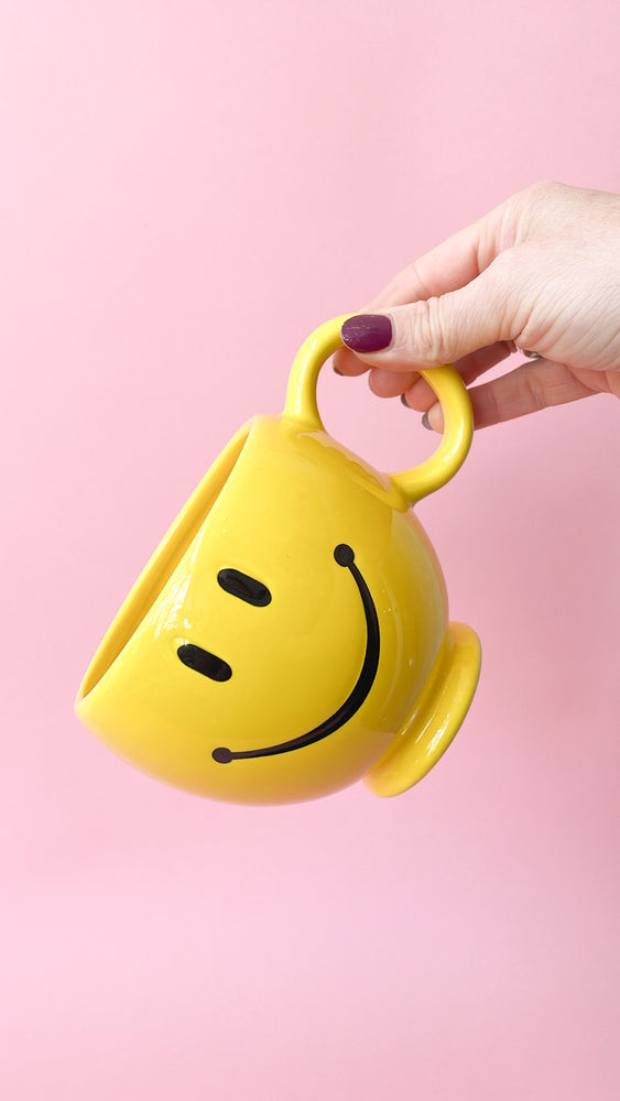 Vintage Oversized Ceramic Smiley Mug