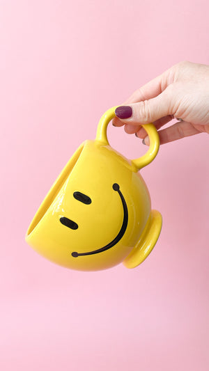 Vintage Oversized Ceramic Smiley Mug