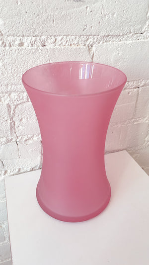 Vintage Frosted Fluted Glass Vase