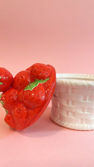 Vintage Strawberry Basket Canister