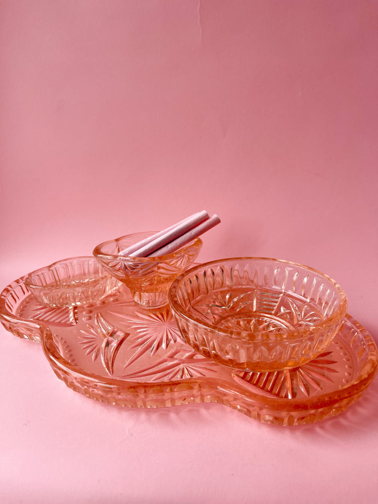 Depression Glass Vanity/ Smoking Set