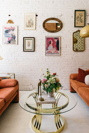 Vintage Round Brass Coffee Table
