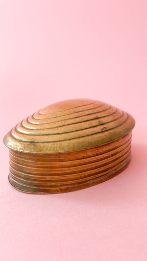 Vintage Brass Clam Shell Trinket Box