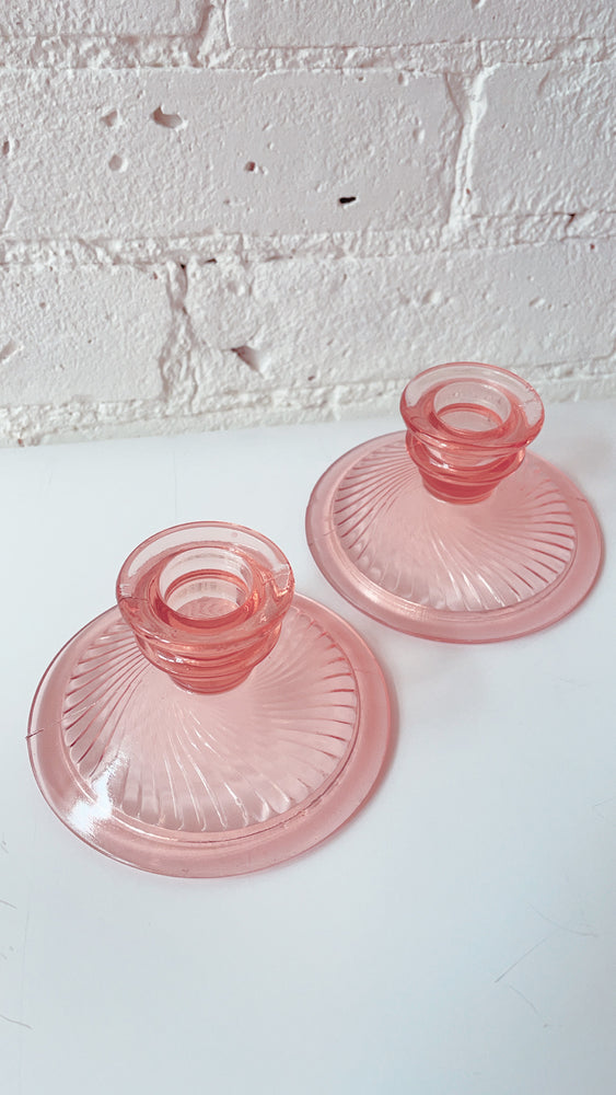 Vintage Depression Glass Candleholders