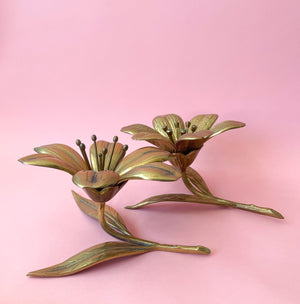 Vintage Brass Lotus Flower Ashtrays