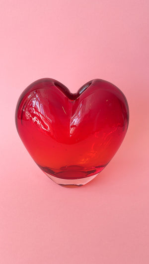 Vintage Oversized Art Glass Heart Vase