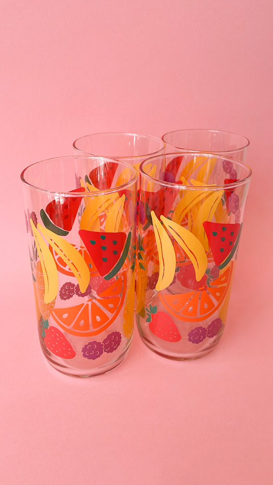 Vintage 80's Fruit Salad Glasses