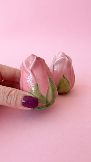 Vintage Ceramic Rose Salt & Pepper Shakers