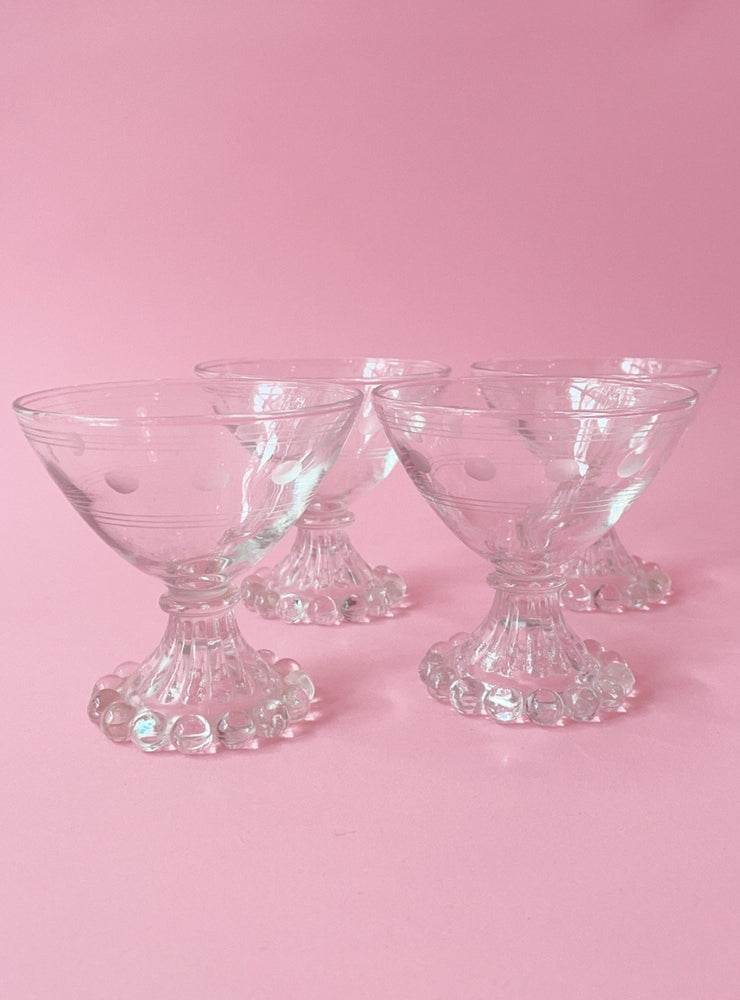 Vintage Bubble Bottom Cocktail Glasses