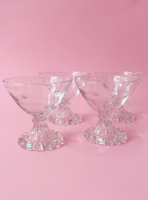 Vintage Bubble Bottom Cocktail Glasses