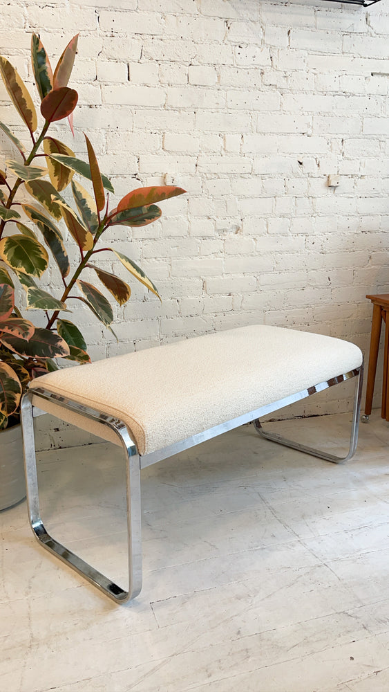 Vintage Boucle Bench with Chrome Legs