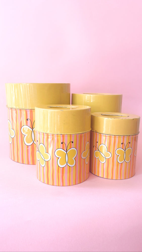 Vintage Butterfly Nesting Canisters