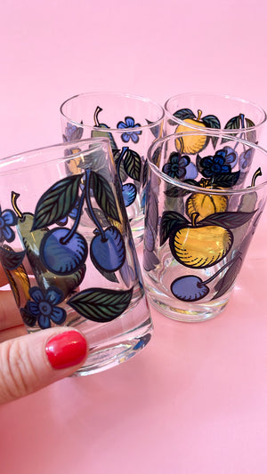 Vintage Stained Glass Fruit Juice Glasses