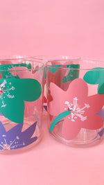 Vintage Abstract Flower Glasses