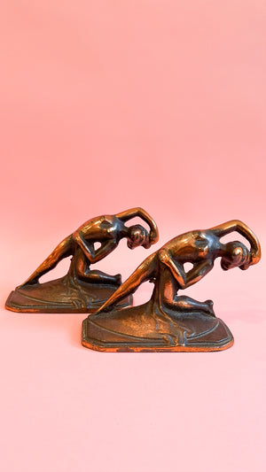 Vintage Art Deco Nouveau Nude Bookends