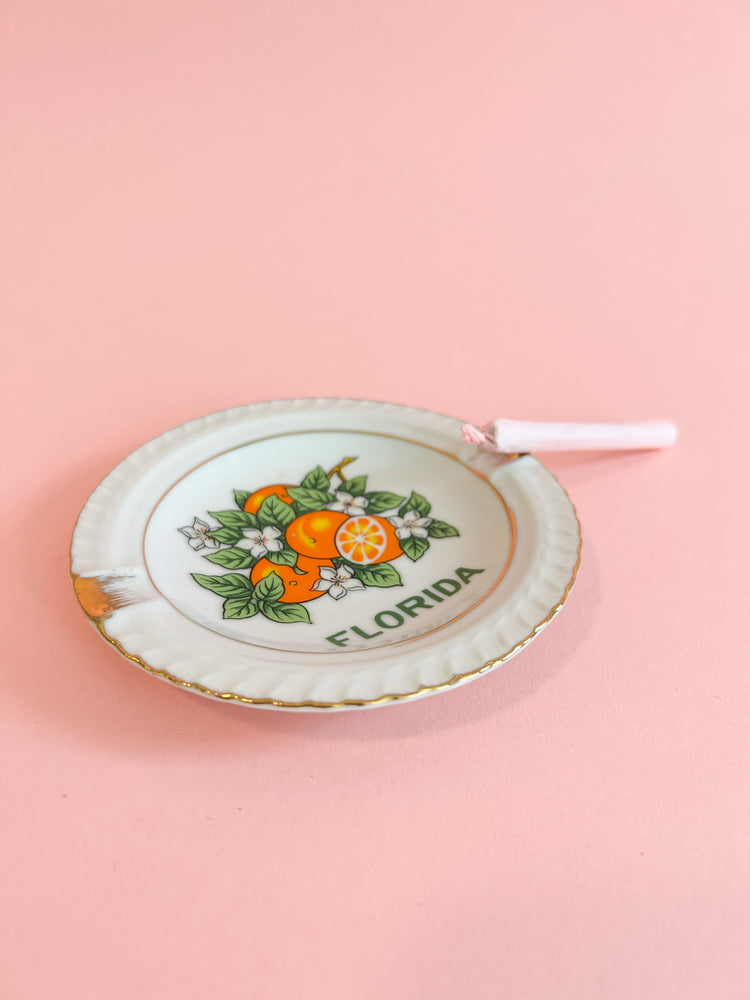 Vintage Porcelain Florida Orange Ashtray