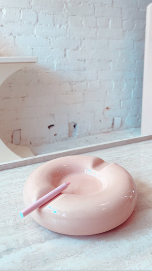 Vintage Donut Peach Ceramic Ashtray