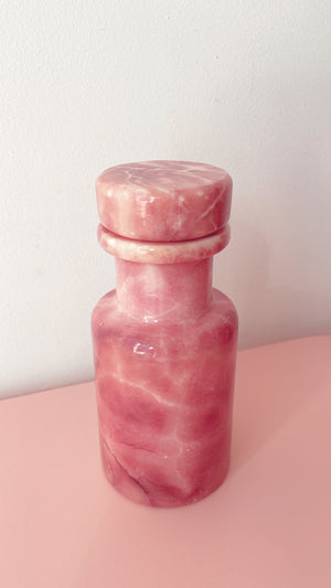 Vintage Alabaster Pink Marble Jar with Lid