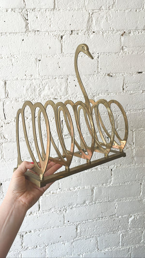 Vintage Brass Swan Magazine Rack