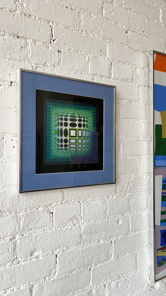 Vintage Victor Vasarely Op Art Print "Koska Kar"