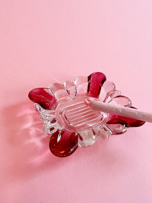 Vintage Cranberry Glass Ashtray