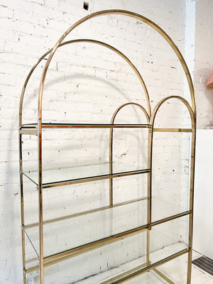 Vintage Hollywood Regency Style Arched Shelving Unit