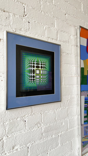 Vintage Victor Vasarely Op Art Print "Koska Kar"
