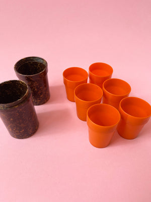 Vintage Bakelite Shot Glass Set with Holder