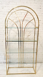 Vintage Hollywood Regency Style Arched Shelving Unit