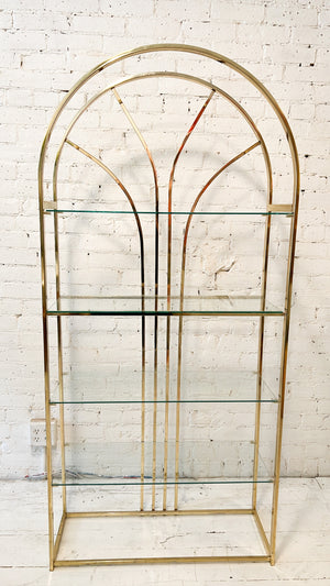 Vintage Hollywood Regency Style Arched Shelving Unit