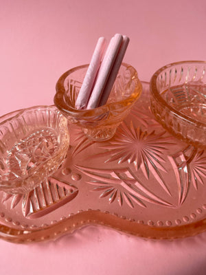 Depression Glass Vanity/ Smoking Set