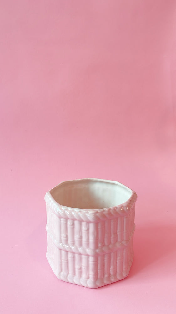 Vintage Ceramic Bamboo and Rope Planter