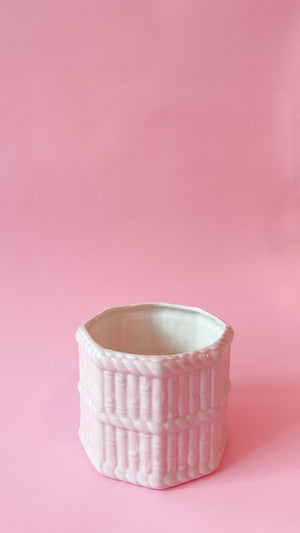 Vintage Ceramic Bamboo and Rope Planter