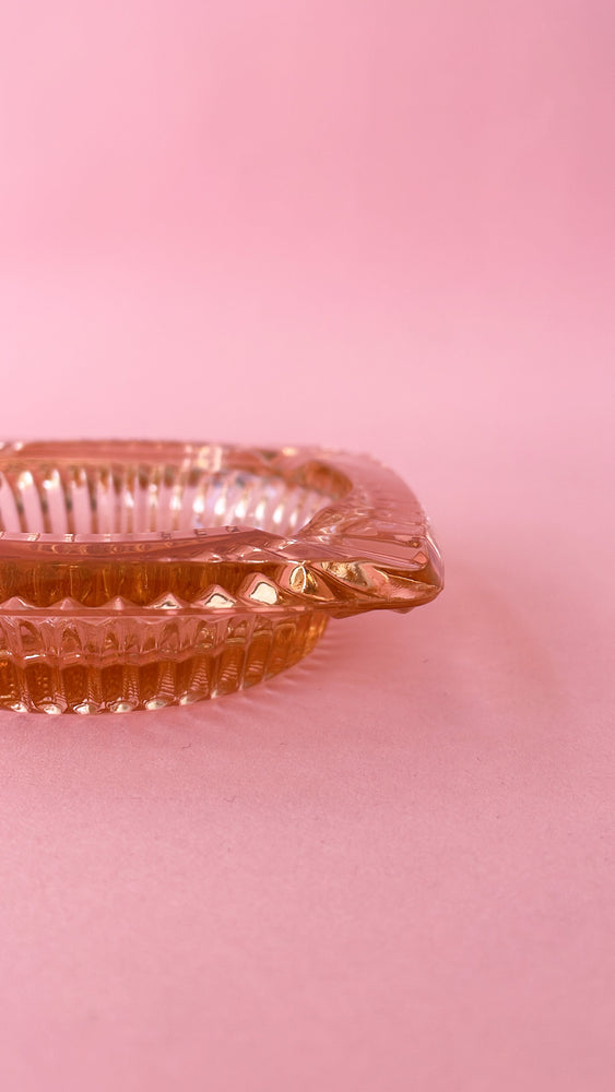 Vintage Pink Glass Ashtray